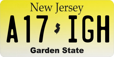 NJ license plate A17IGH