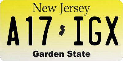NJ license plate A17IGX