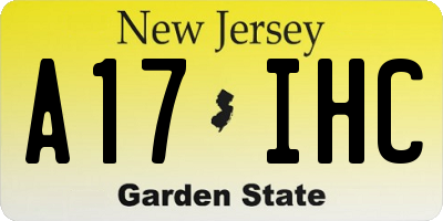 NJ license plate A17IHC