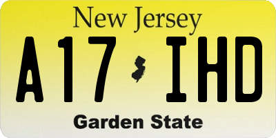 NJ license plate A17IHD