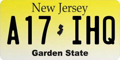NJ license plate A17IHQ