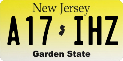 NJ license plate A17IHZ