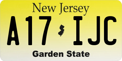 NJ license plate A17IJC