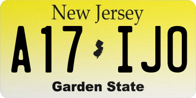 NJ license plate A17IJO