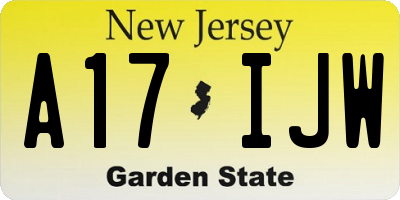 NJ license plate A17IJW