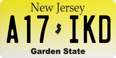 NJ license plate A17IKD