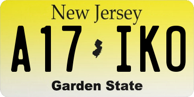 NJ license plate A17IKO