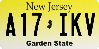 NJ license plate A17IKV