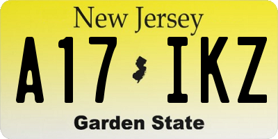NJ license plate A17IKZ