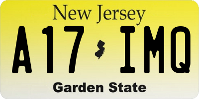 NJ license plate A17IMQ