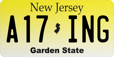 NJ license plate A17ING