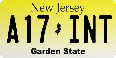 NJ license plate A17INT