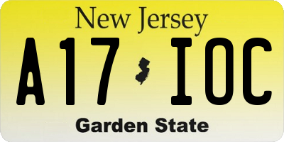 NJ license plate A17IOC