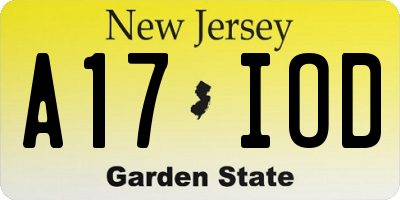 NJ license plate A17IOD