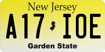 NJ license plate A17IOE