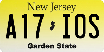 NJ license plate A17IOS