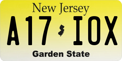 NJ license plate A17IOX