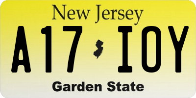 NJ license plate A17IOY
