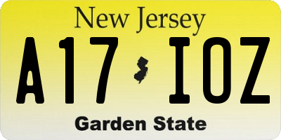 NJ license plate A17IOZ