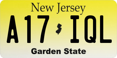 NJ license plate A17IQL