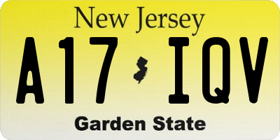 NJ license plate A17IQV