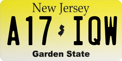 NJ license plate A17IQW