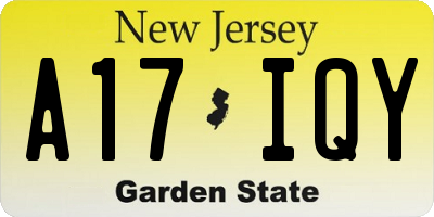 NJ license plate A17IQY