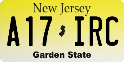 NJ license plate A17IRC