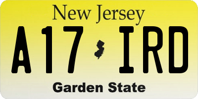 NJ license plate A17IRD