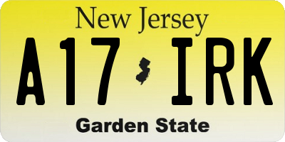NJ license plate A17IRK