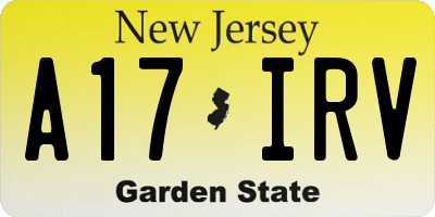 NJ license plate A17IRV