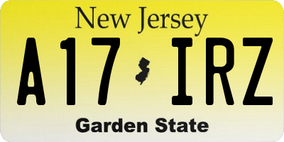NJ license plate A17IRZ