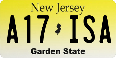 NJ license plate A17ISA