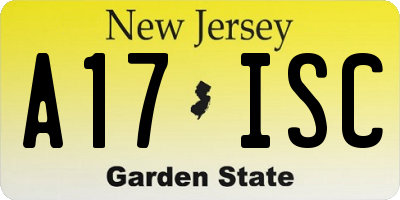 NJ license plate A17ISC