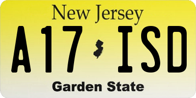 NJ license plate A17ISD