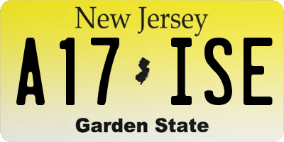 NJ license plate A17ISE