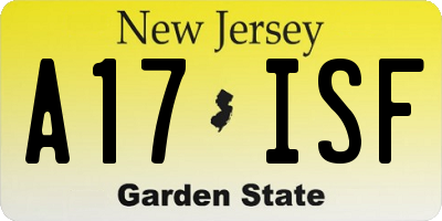 NJ license plate A17ISF