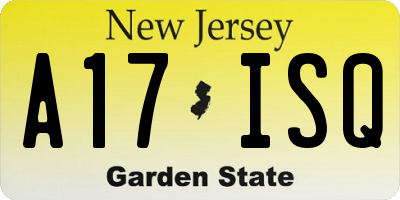 NJ license plate A17ISQ