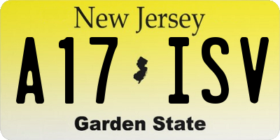 NJ license plate A17ISV