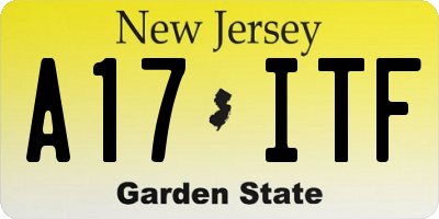 NJ license plate A17ITF