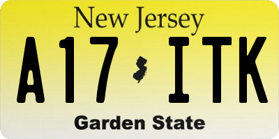 NJ license plate A17ITK