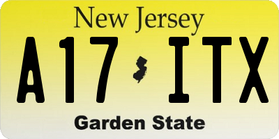 NJ license plate A17ITX