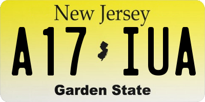 NJ license plate A17IUA