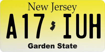 NJ license plate A17IUH