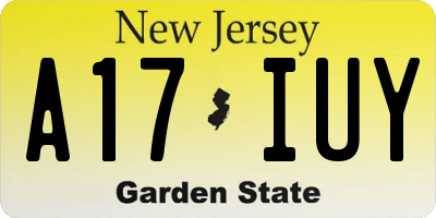 NJ license plate A17IUY