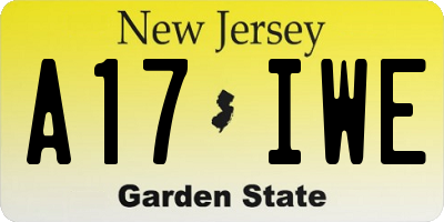 NJ license plate A17IWE
