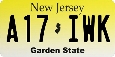 NJ license plate A17IWK