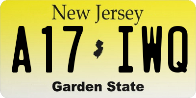 NJ license plate A17IWQ