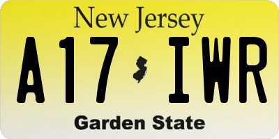 NJ license plate A17IWR