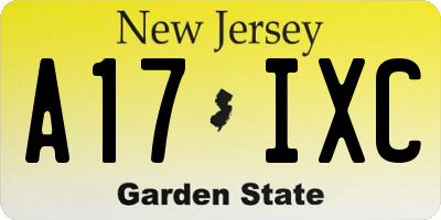 NJ license plate A17IXC